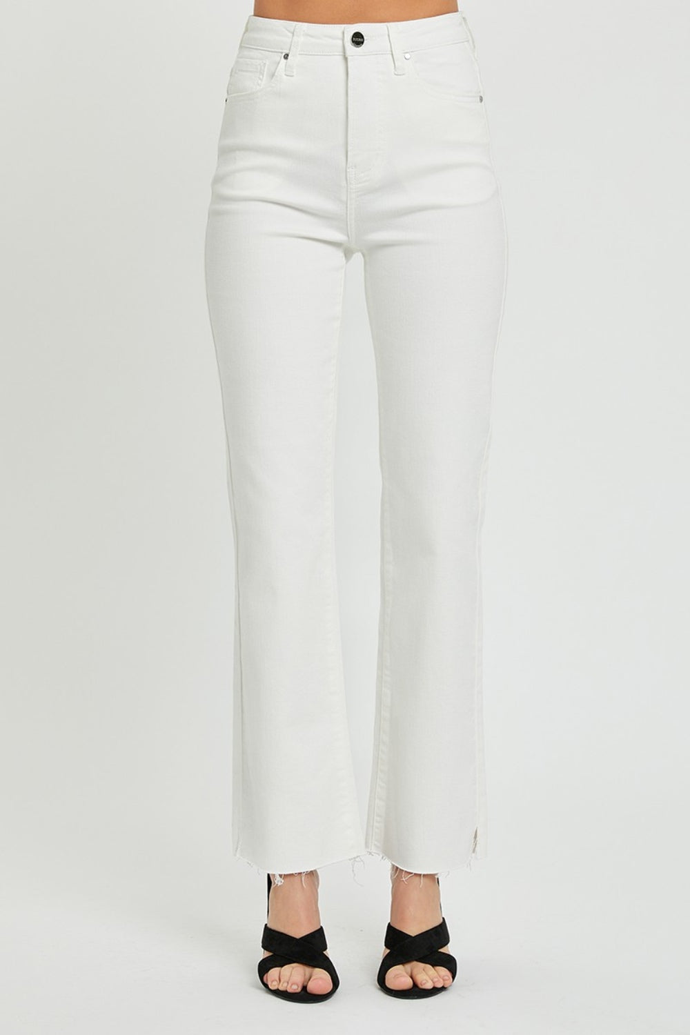 Size 1XL White High Rise Tummy Control Straight Jeans - Tigbul's Variety Fashion Shop