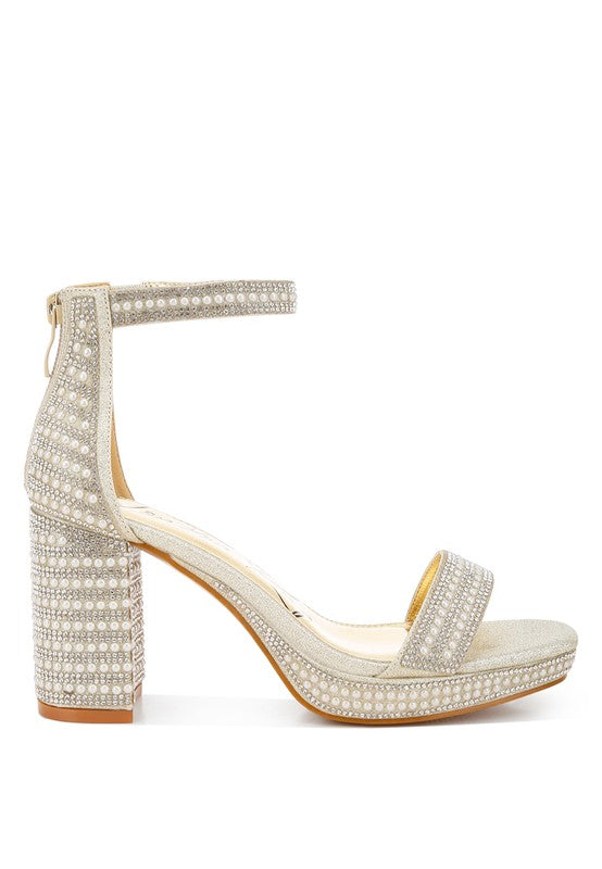 Mejuri Rhinestones And Pearl Embellished Sandals - Tigbul's Variety Fashion Shop