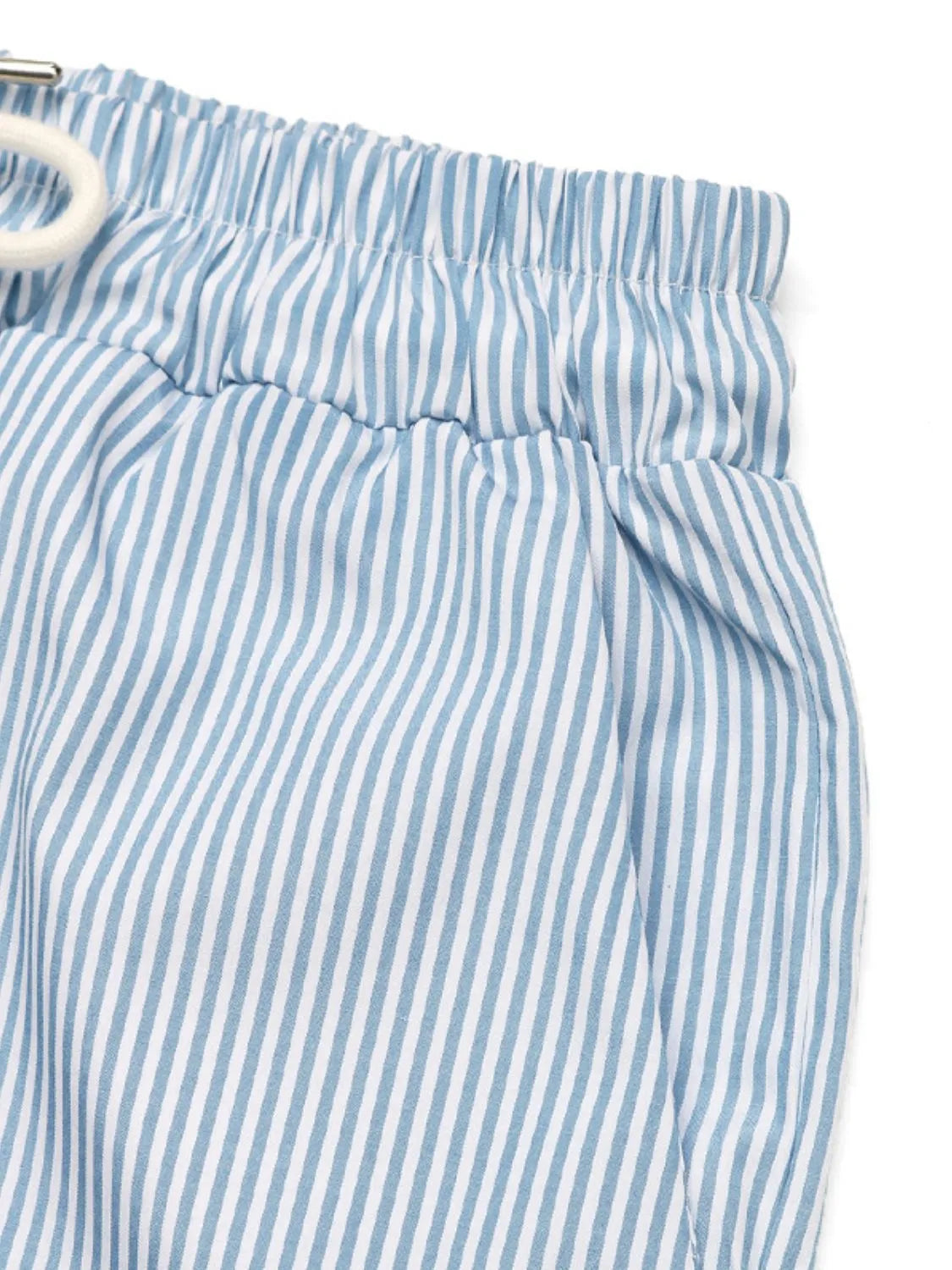 Blue Drawstring Striped Wide Leg Cargo Pants - Tigbul's Variety Fashion Shop
