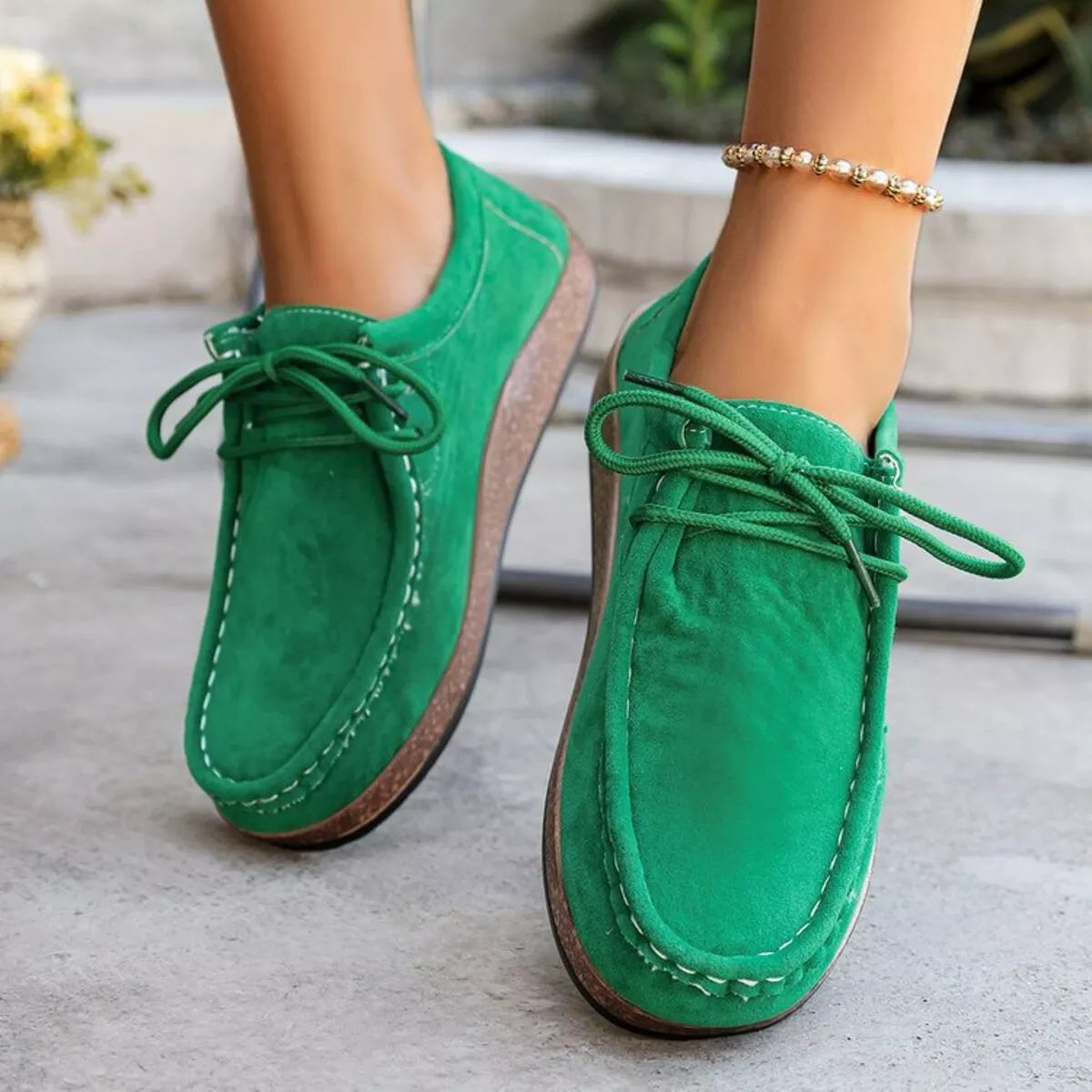 Round Toe Lace Up Slip-Ons - Tigbul's Variety Fashion Shop