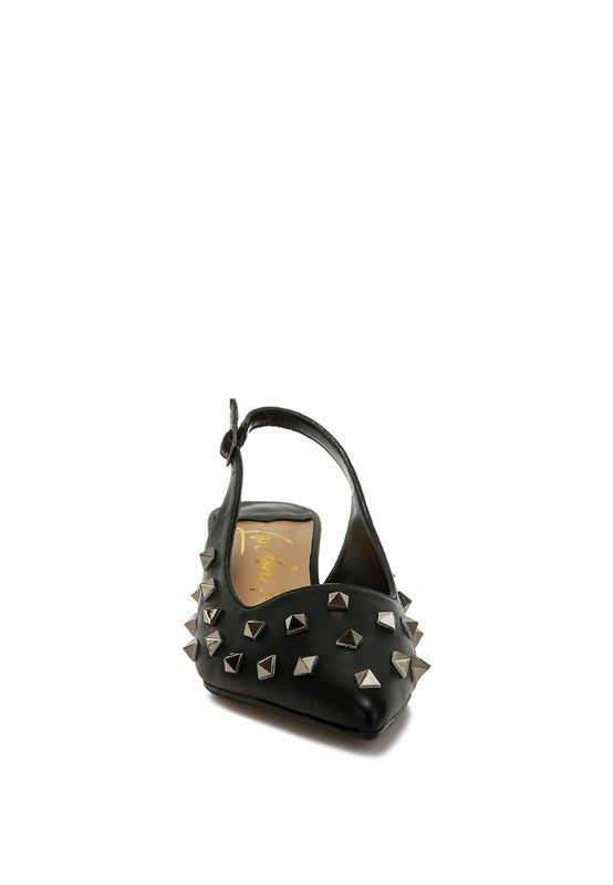 Hegron Stud Embellished Kitten Heels - Tigbul's Variety Fashion Shop