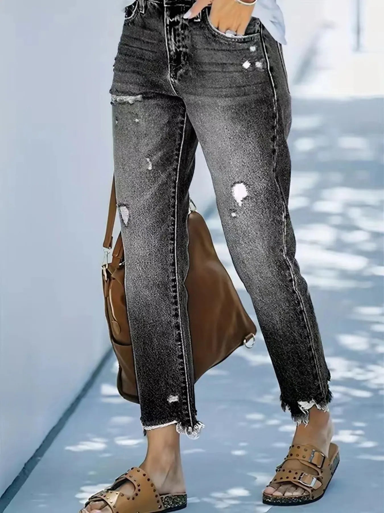 Distressed Straight Leg Jeans - Tigbul's Variety Fashion Shop