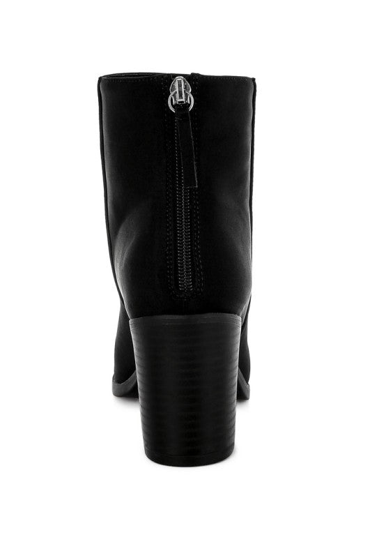 Veyara Lycra Block Heel Ankle Boots - Tigbul's Variety Fashion Shop