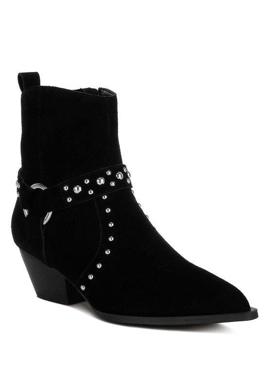 Rodeo Studded Suede Ankle Boots - Tigbul's Variety Fashion Shop