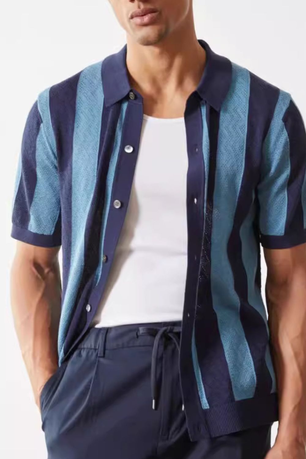 Men's Plus Size Striped Button Down Short Sleeve Shirt - Tigbul's Variety Fashion Shop