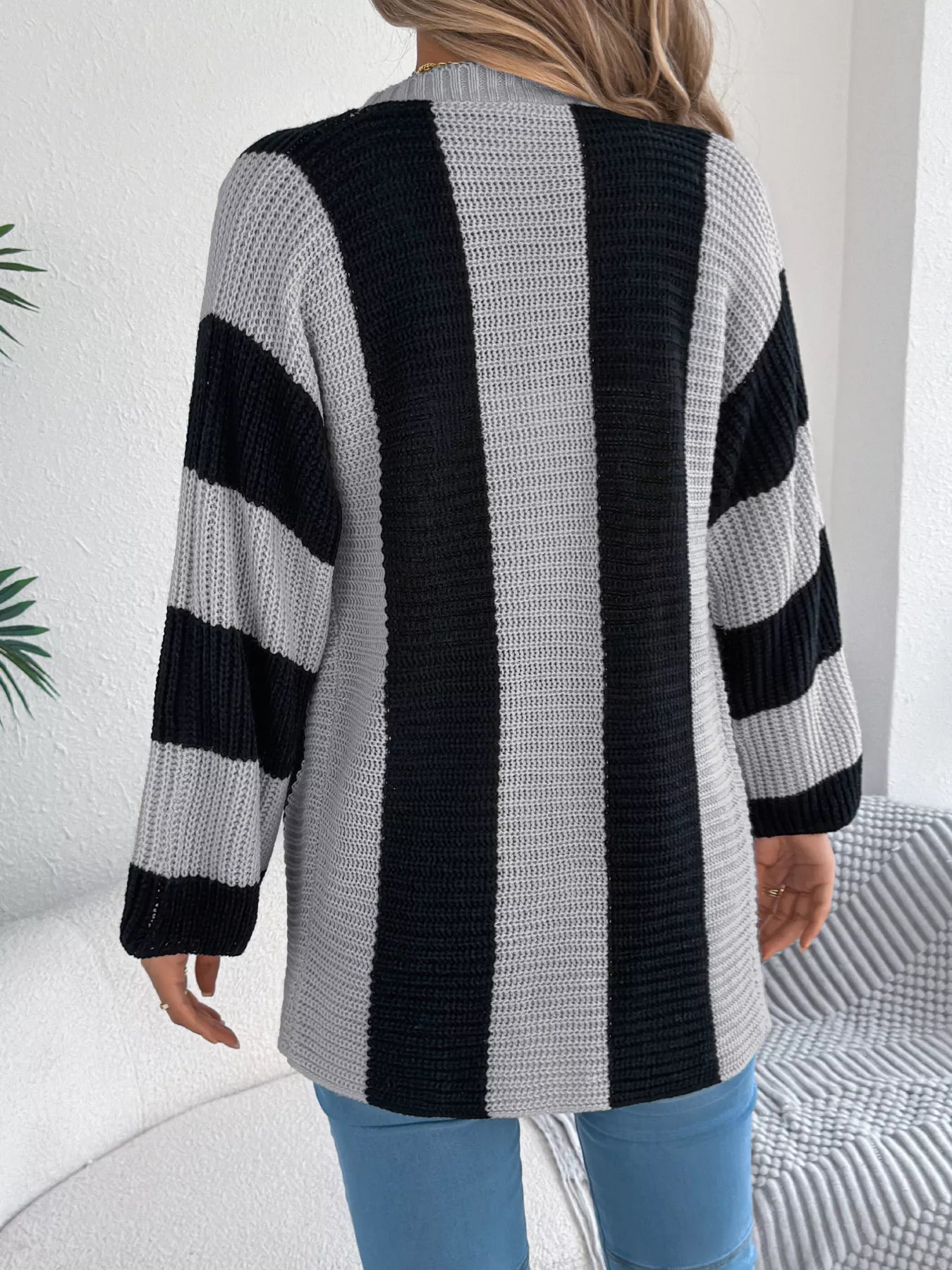 Color Block Button-Up Cardigan - Tigbul's Variety Fashion Shop