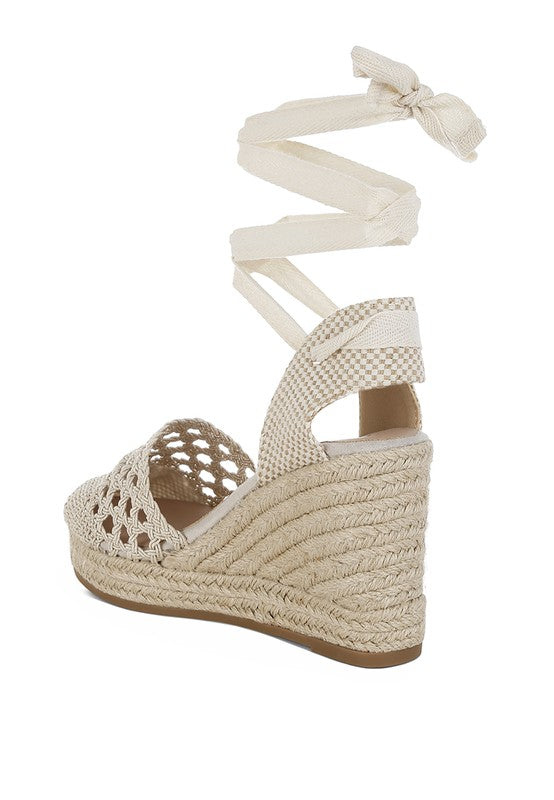 Sea Breeze Woven Lace-Up Espadrille Wedges - Tigbul's Variety Fashion Shop