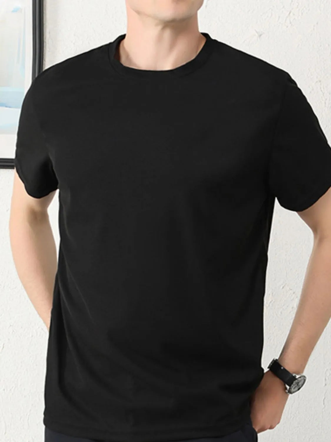 Men's Plus Size Round Neck Short Sleeve T-Shirt - Tigbul's Variety Fashion Shop