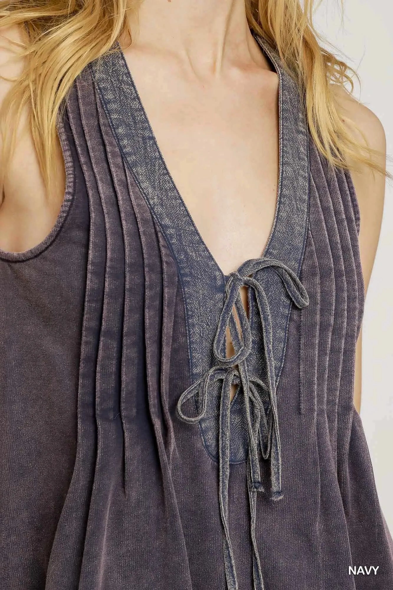 Umgee Tie Front Sleeveless Romper - Tigbul's Variety Fashion Shop