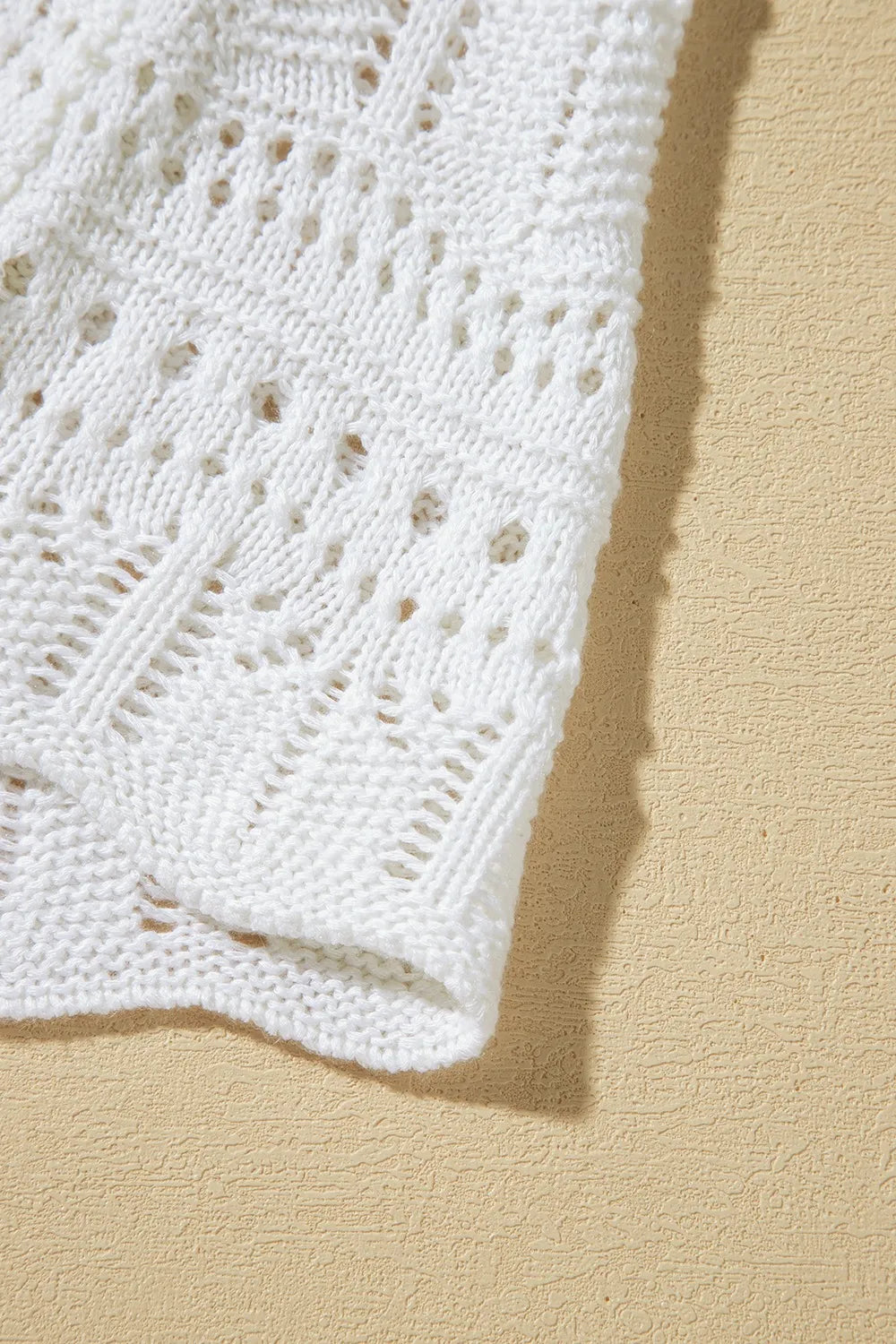 White V Neck Textured Hollow-Out Sweater Vest - Tigbul's Variety Fashion Shop