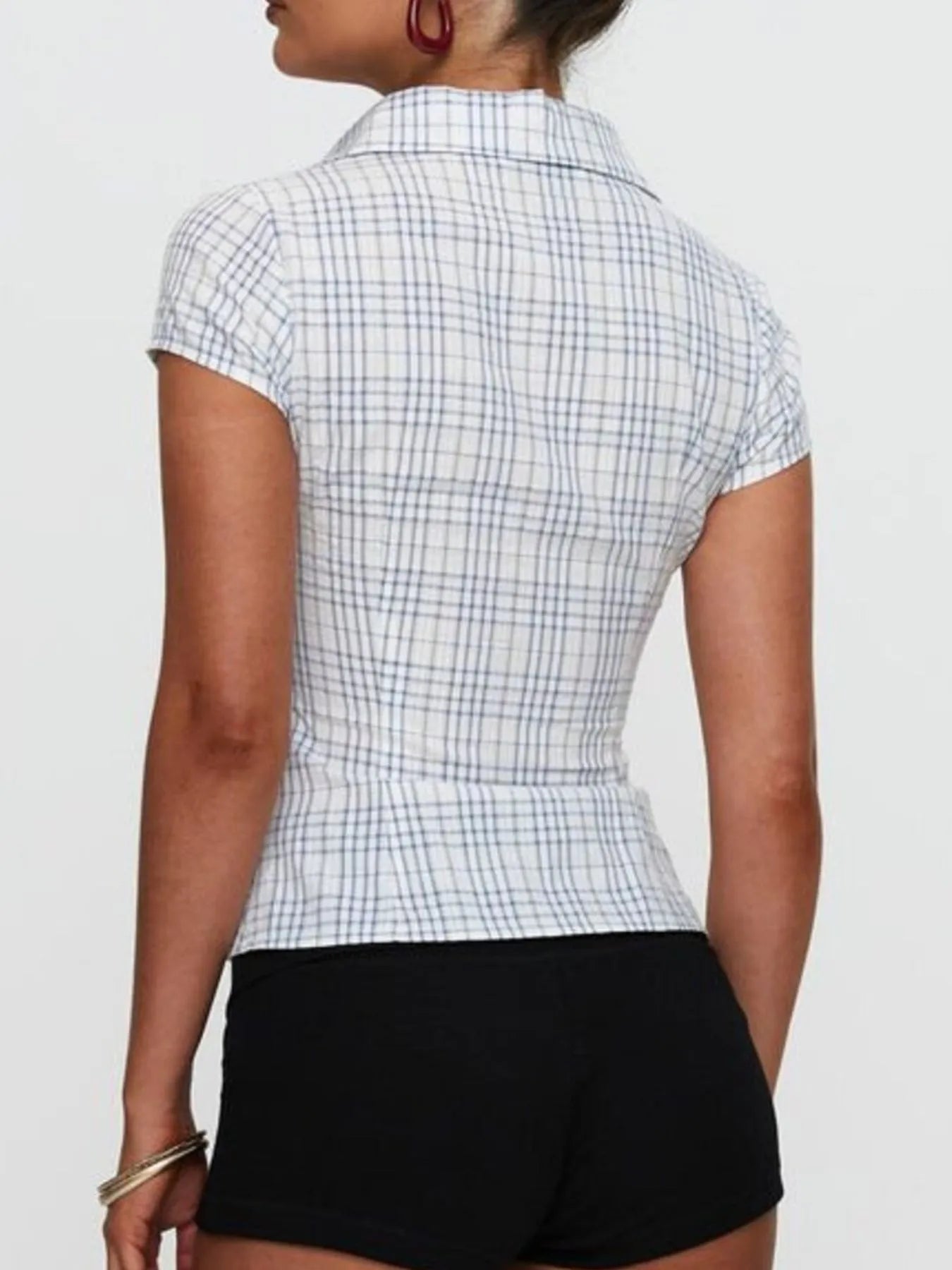 Plaid Short Sleeve Button-Up Shirt - Tigbul's Variety Fashion Shop