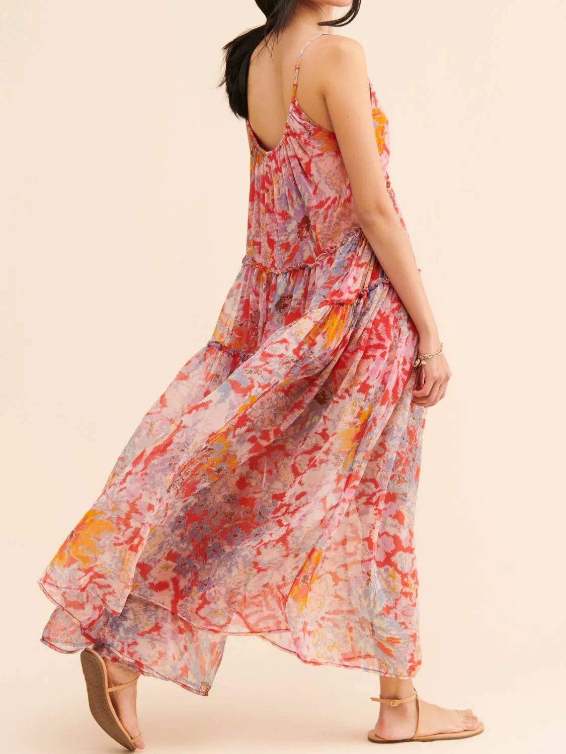 Printed V-Neck Sleeveless Dress - Tigbul's Variety Fashion Shop