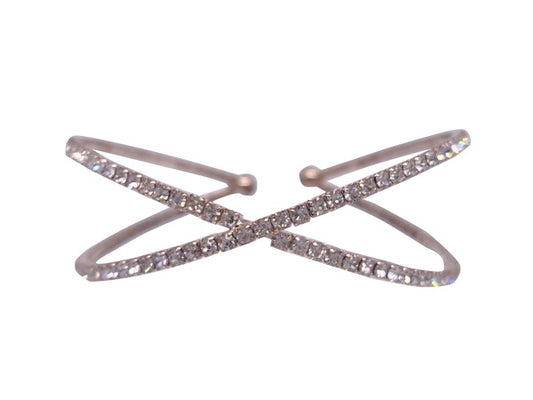 LUXURY CROSSED ADJUSTABLE RHINESTONE BRACELET - Tigbul's Variety Fashion Shop