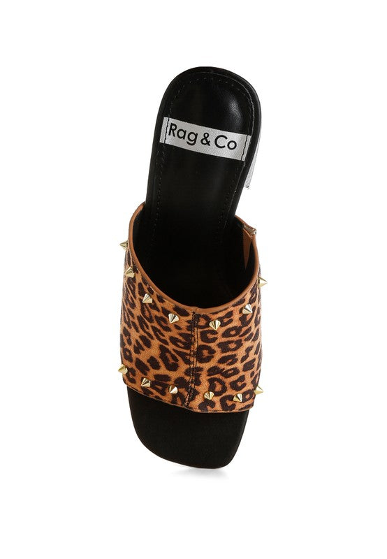 Edama Leopard Print Studded Slip Ons - Tigbul's Variety Fashion Shop
