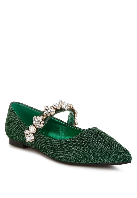 Flavia Diamante Brooch Glitter Ballerinas - Tigbul's Variety Fashion Shop