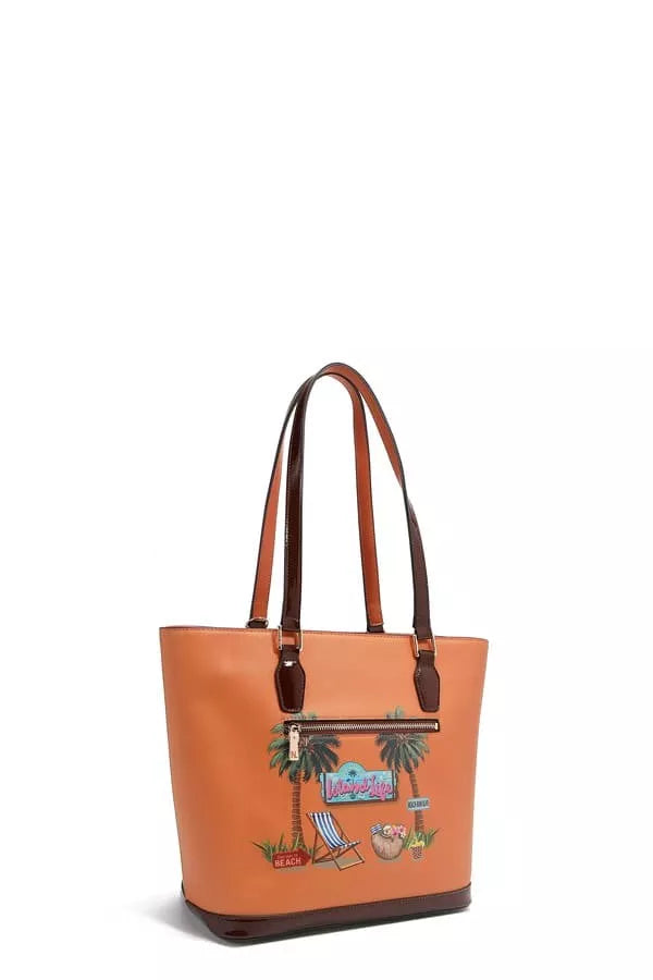 Nicole Lee USA Tropical Beach House Print Shopper Bag - Tigbul's Variety Fashion Shop