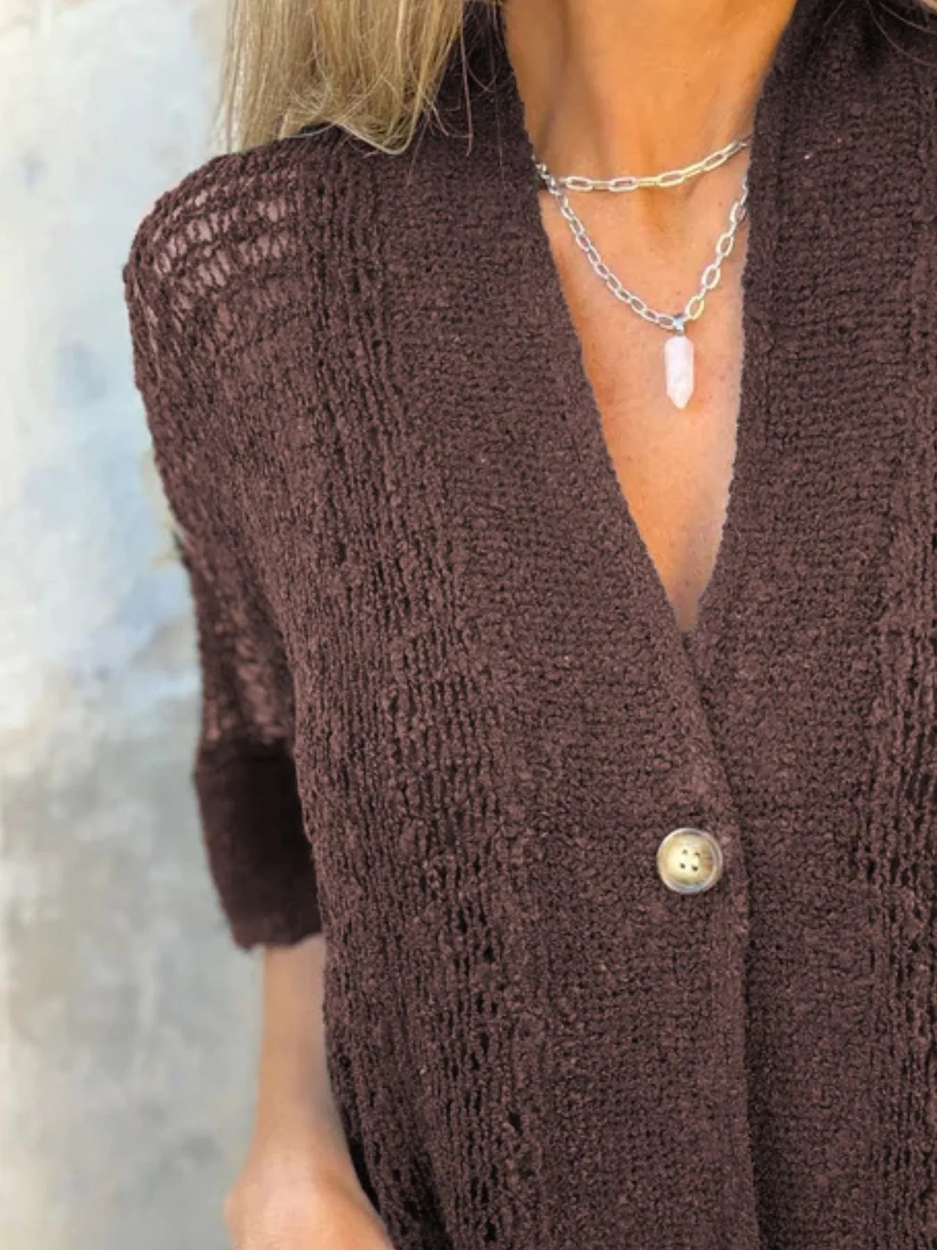 Full Size One Button Half Sleeve Cardigan Plus Size - Tigbul's Variety Fashion Shop