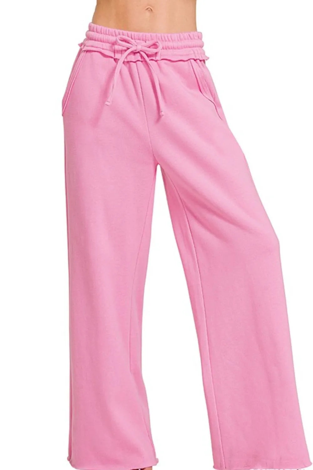 Zenana Fleece Exposed Seam Wide Leg Sweatpants - Tigbul's Variety Fashion Shop