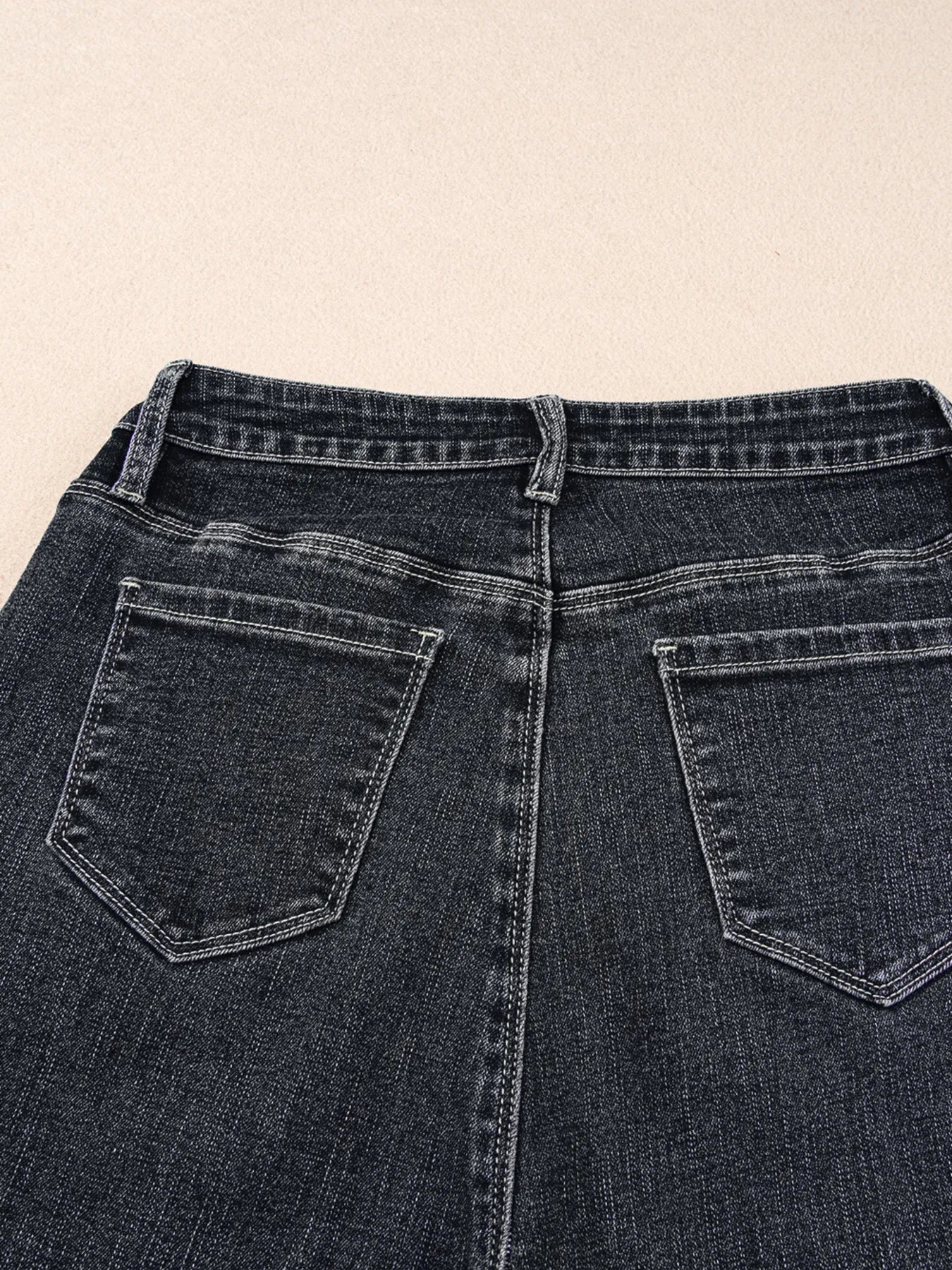Seam Detail Flared Bottom Ankle Length Jeans - Tigbul's Variety Fashion Shop