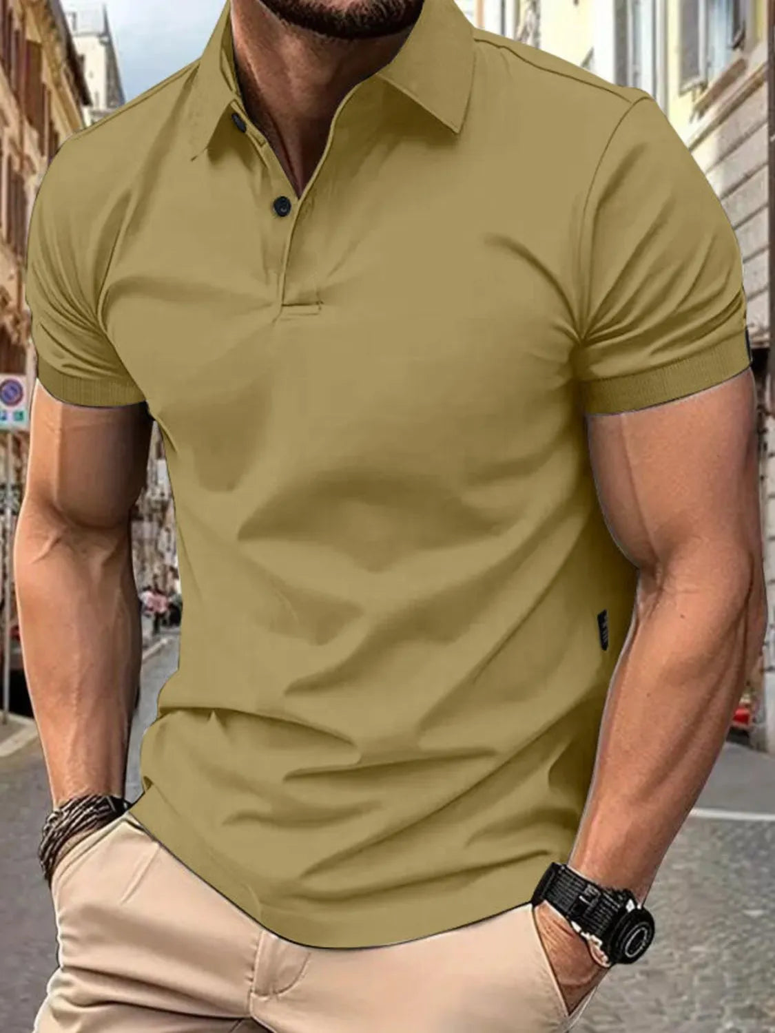 Men's Full Size Button Detail Short Sleeve Polo Plus Size - Tigbul's Variety Fashion Shop