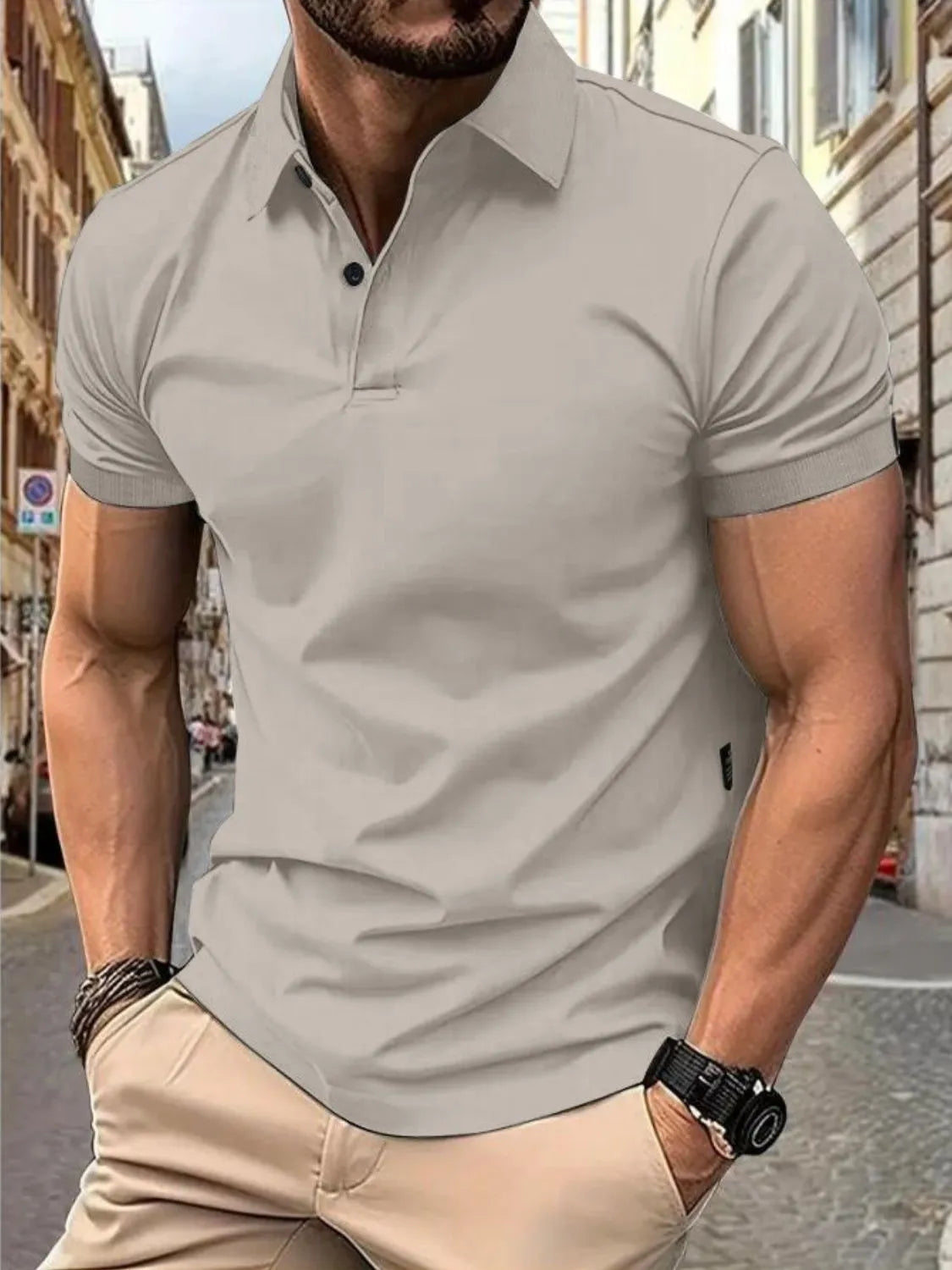 Men's Full Size Button Detail Short Sleeve Polo Plus Size - Tigbul's Variety Fashion Shop