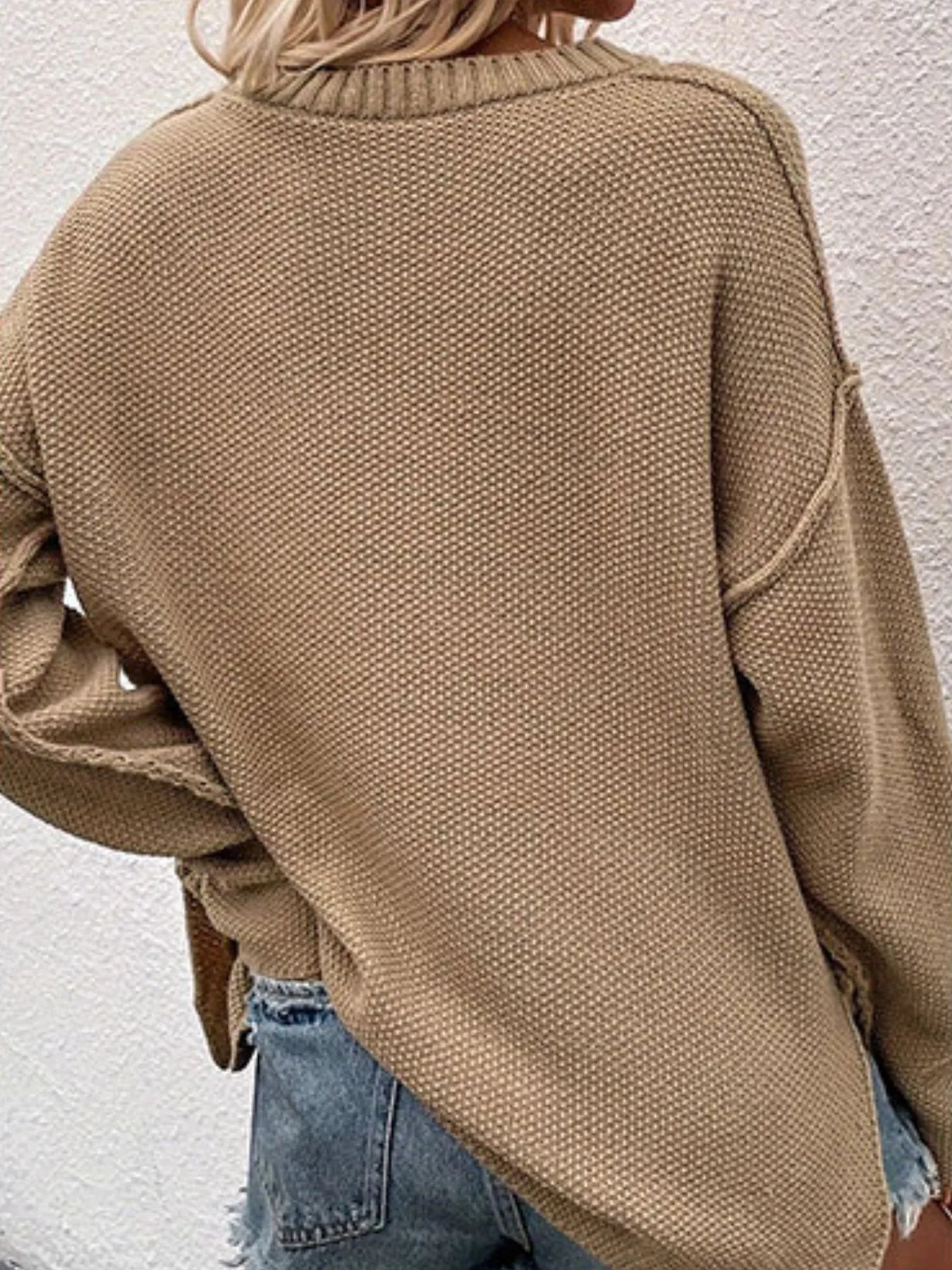 Button Detail Long Sleeve Knit Top - Tigbul's Variety Fashion Shop