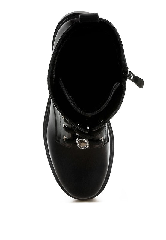 Nimba Rhinestone jeweled Chunky Boots - Tigbul's Variety Fashion Shop