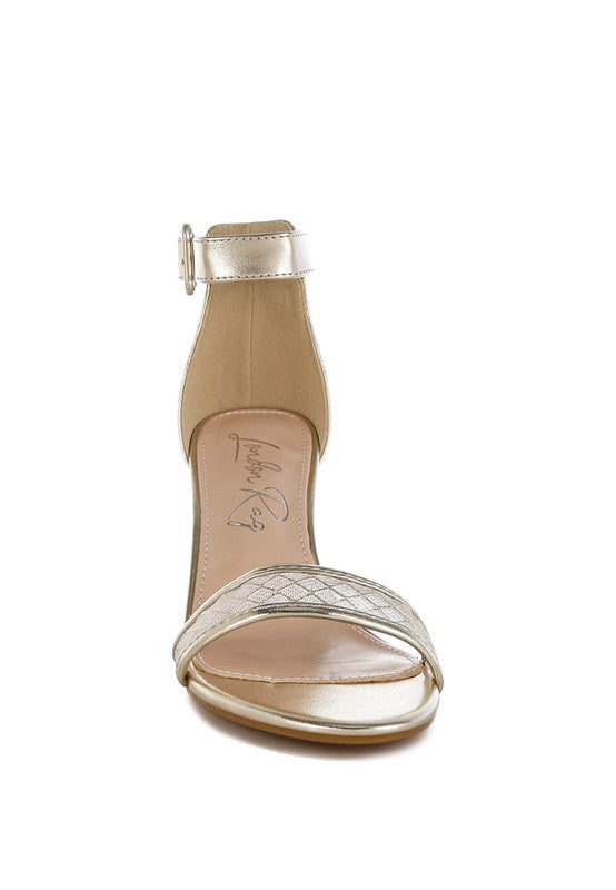 Ninto Metallic Faux Leather Kitten Heel Sandals - Tigbul's Variety Fashion Shop