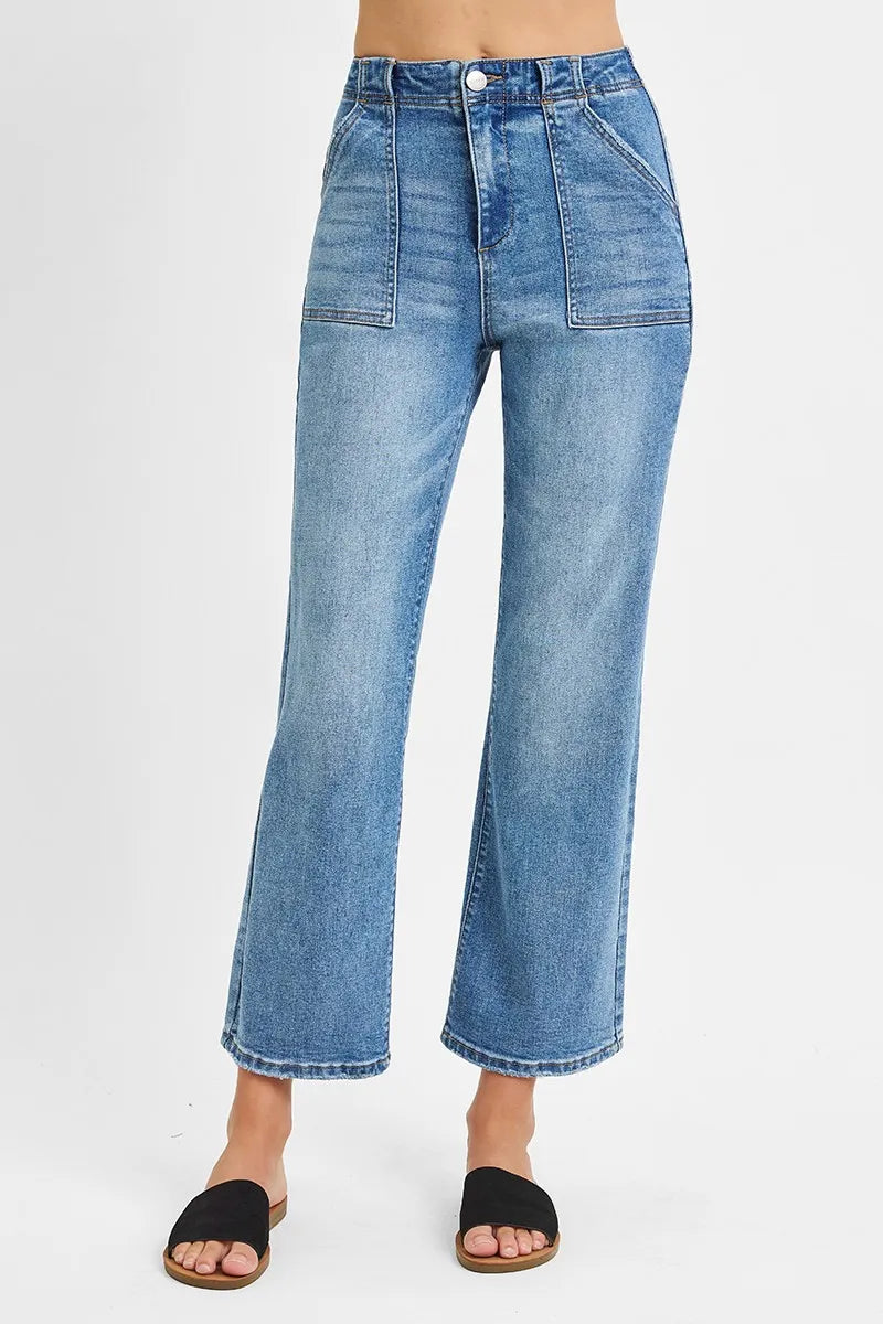 RISEN Full Size High Waisted Bootcut Cropped Jeans Plus Size - Tigbul's Variety Fashion Shop
