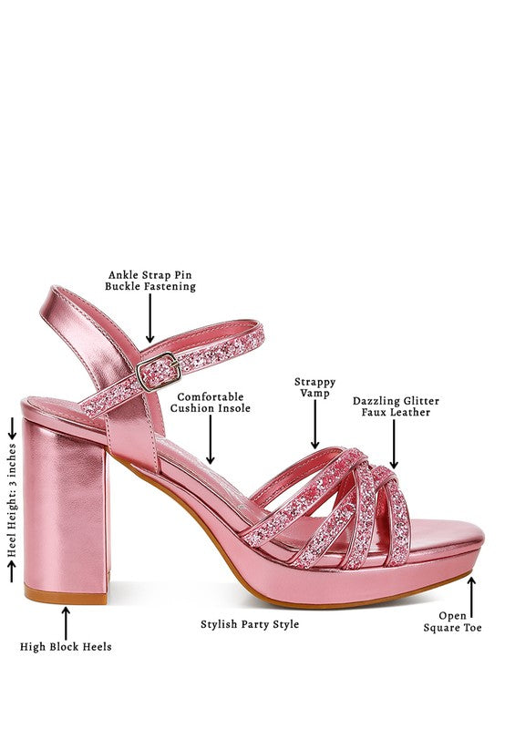 Sparks Fly Glitter Strappy Block Sandals - Tigbul's Variety Fashion Shop