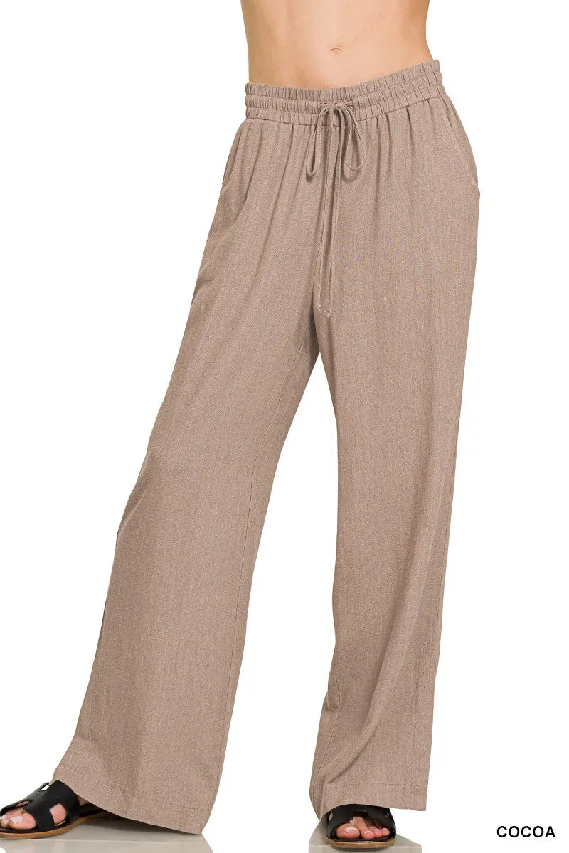 Zenana Linen Drawstring Pants - Tigbul's Variety Fashion Shop