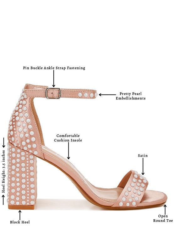 Klebba Pearls Embellished Satin Sandals - Tigbul's Variety Fashion Shop