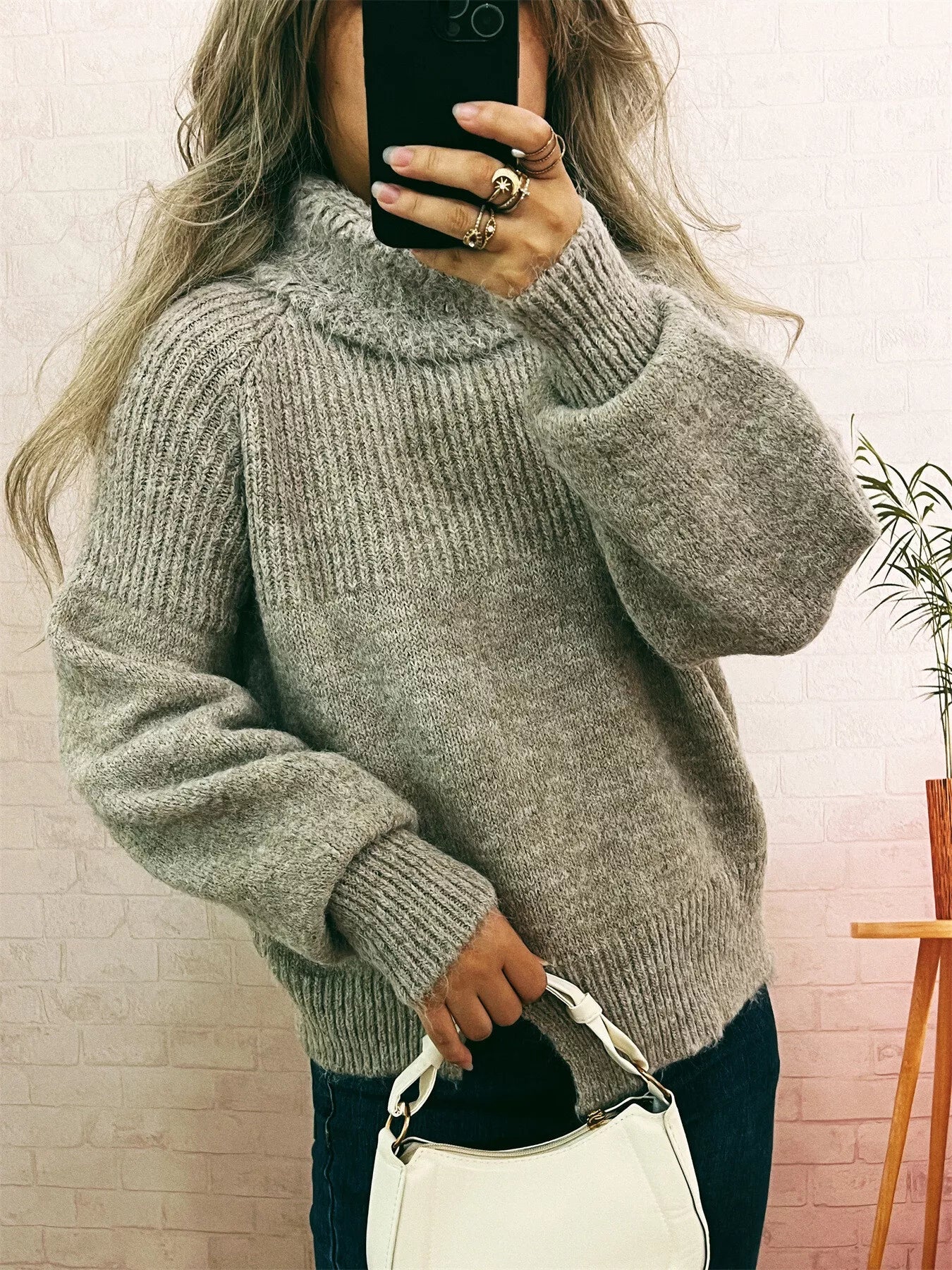 Ribbed Turtleneck Long Sleeve Sweater - Tigbul's Variety Fashion Shop