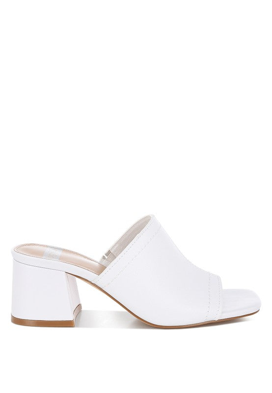 Wuling Slip-On Soft White Leather Heels - Tigbul's Variety Fashion Shop