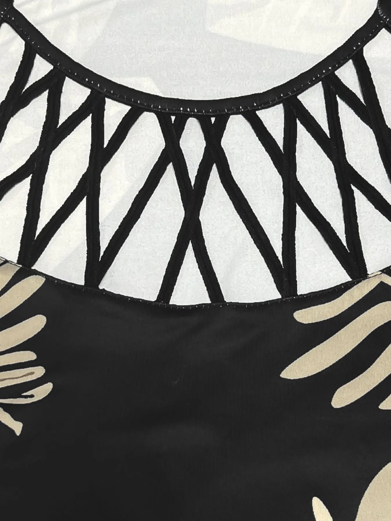 Tropical Leaf Print Halter Neck Mini Dress with Cutout Detail - Tigbul's Variety Fashion Shop