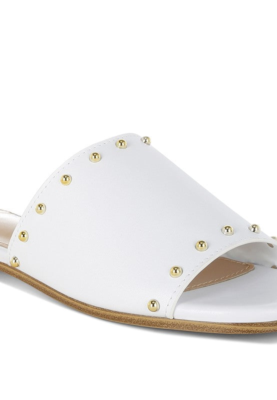 Renaldi Genuine Leather Studded Slip-On Flats - Tigbul's Variety Fashion Shop