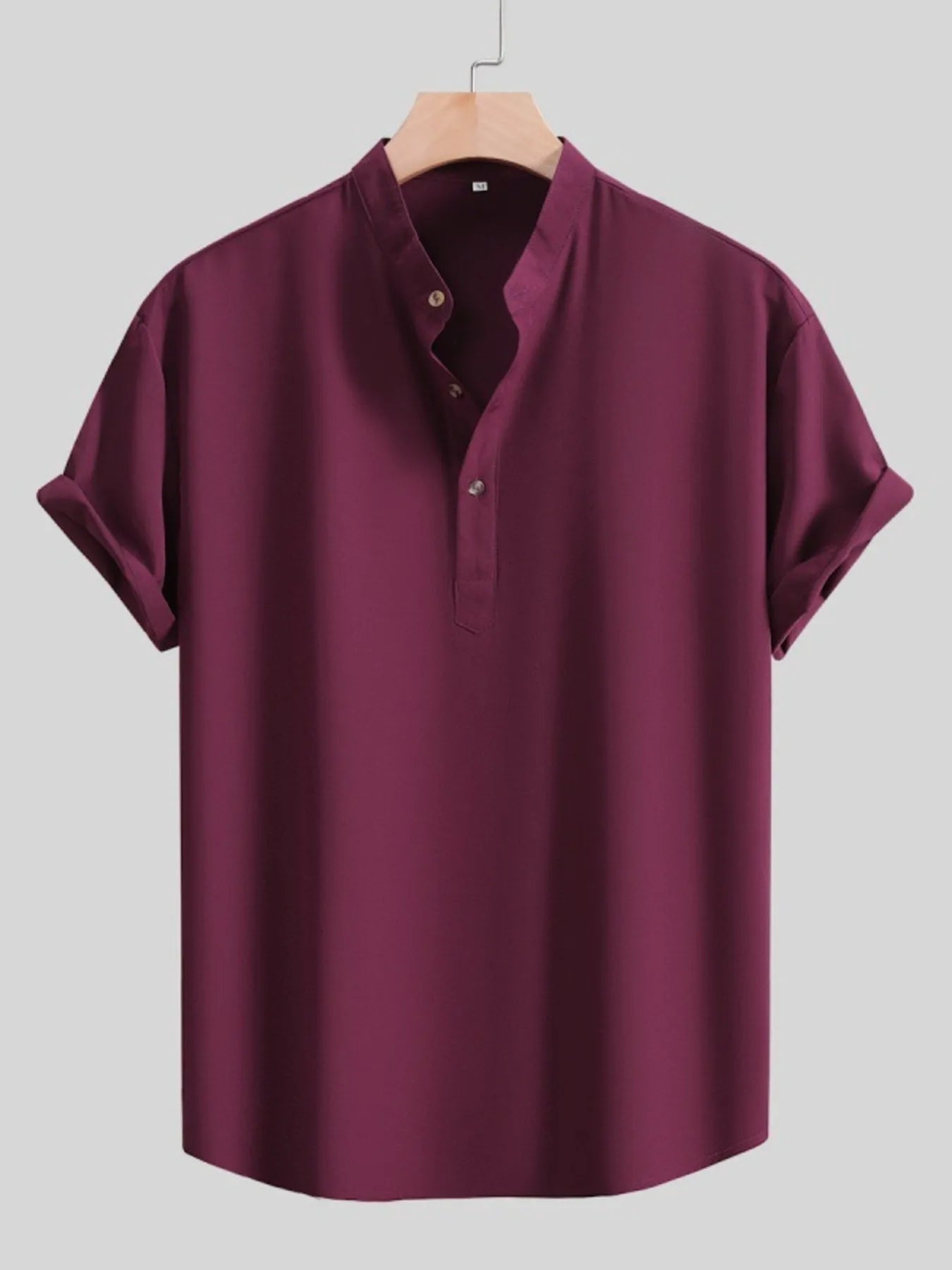 Men's Button Detail Short Sleeve Blouse - Tigbul's Variety Fashion Shop