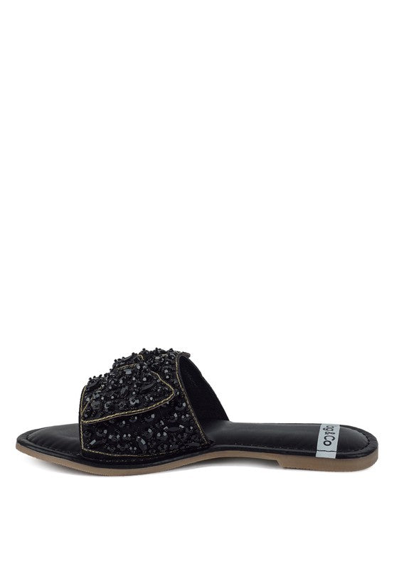 Pipa Big Bow Beaded Flats - Tigbul's Variety Fashion Shop