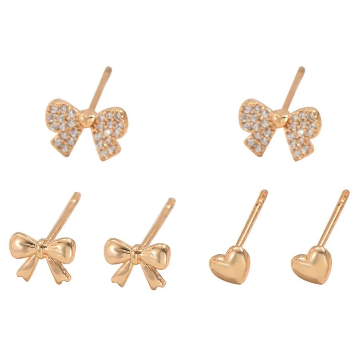 6 Piece Bow Heart Stud Earrings Set - Tigbul's Variety Fashion Shop