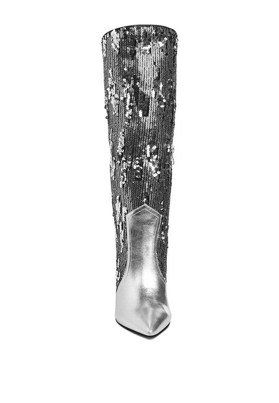 Sitarah Sequin Embellished Stiletto Long Boots - Tigbul's Variety Fashion Shop