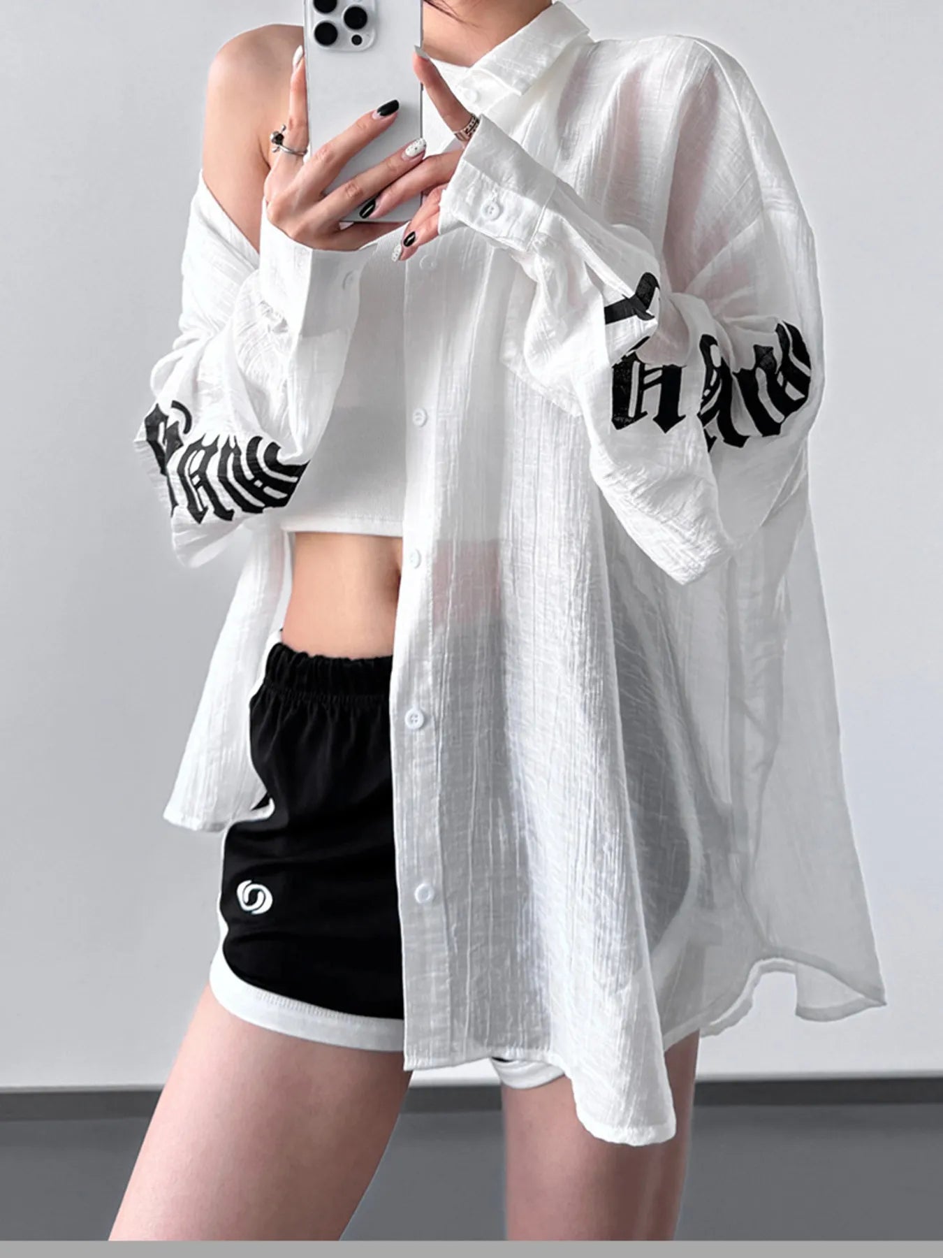 Button-Up Long Sleeve Oversized Shirt - Tigbul's Variety Fashion Shop