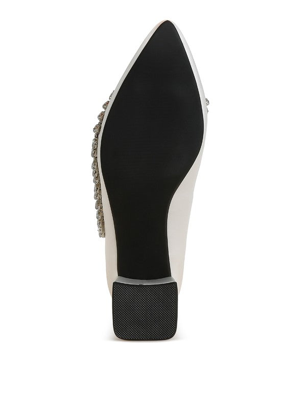 Abatina Satin Diamante Embellished Pumps - Tigbul's Variety Fashion Shop