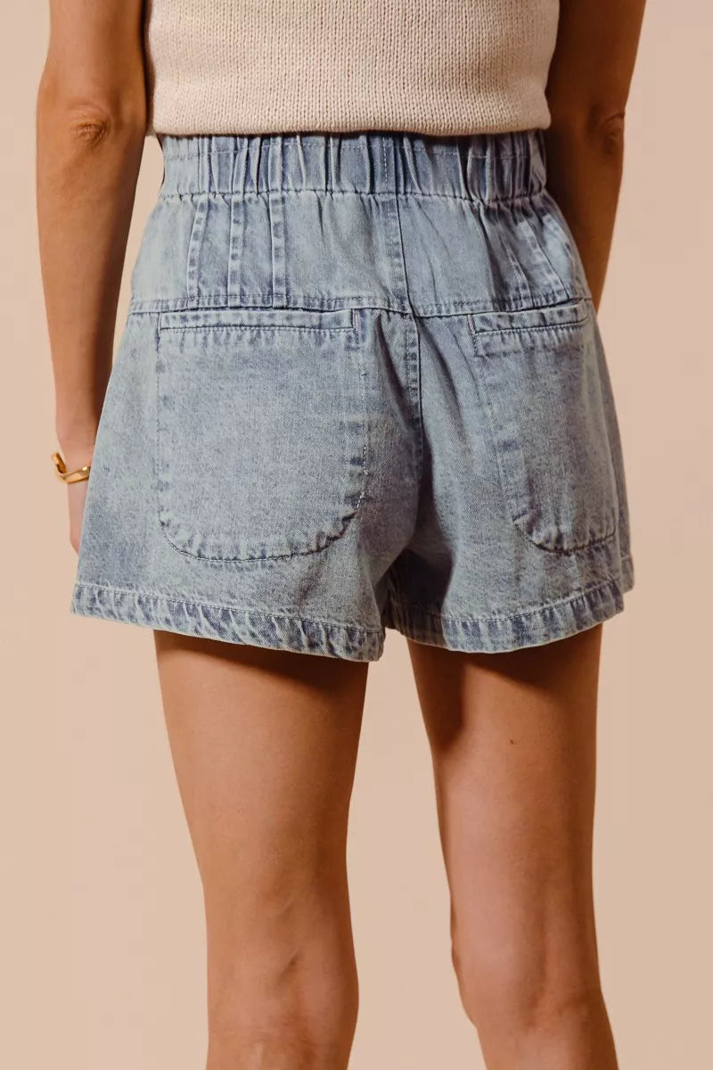 SO ME Flared Denim Shorts with Elasticized Waist - Tigbul's Variety Fashion Shop