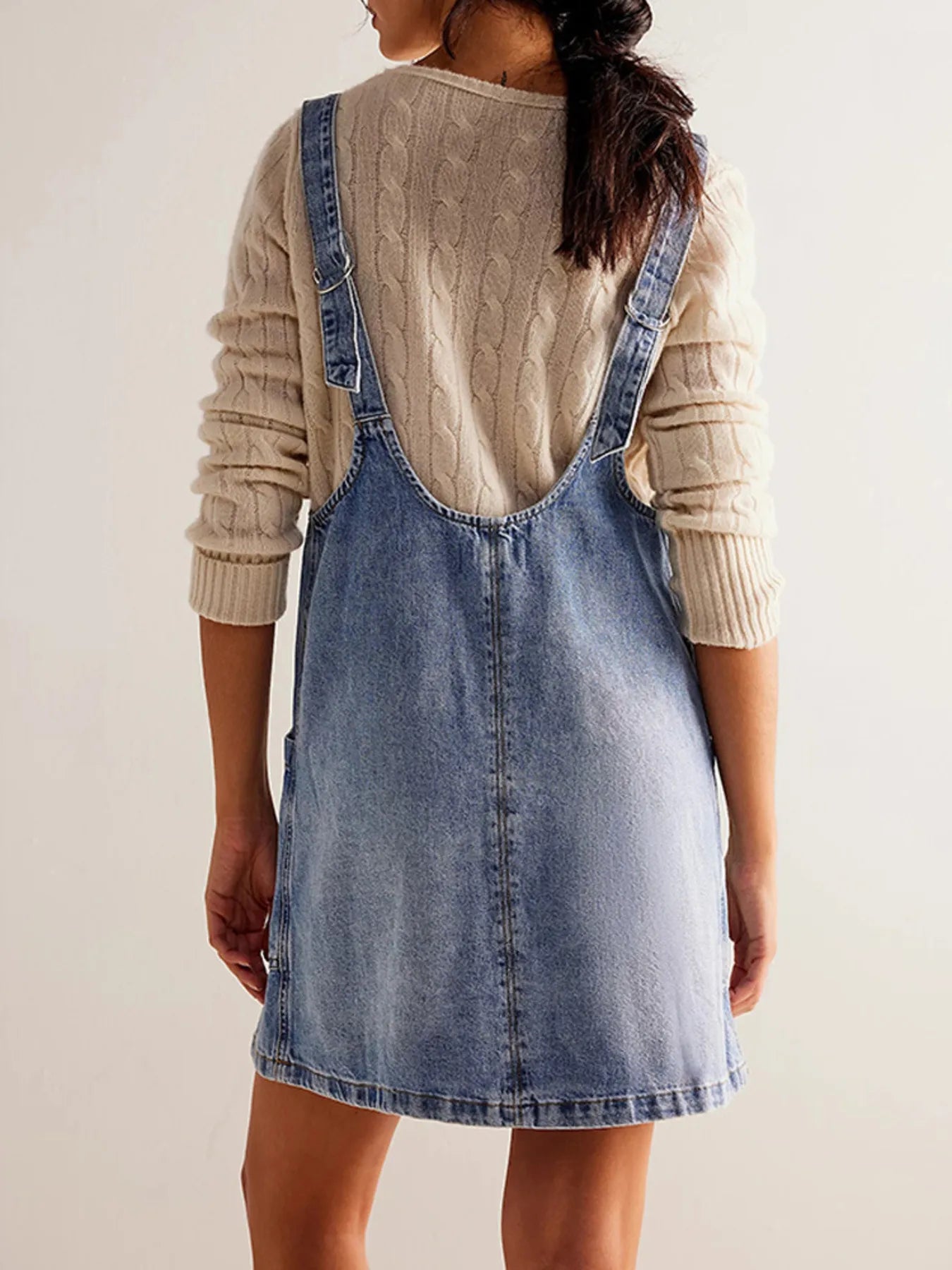 Oversized V-Neck Denim Tank Dress with Front Pockets - Tigbul's Variety Fashion Shop