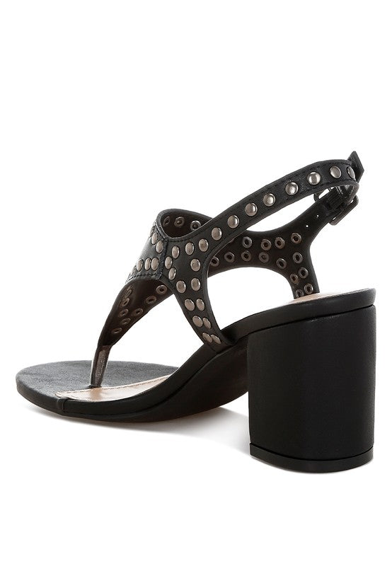Nerina Studded Genuine Leather Sandals - Tigbul's Variety Fashion Shop