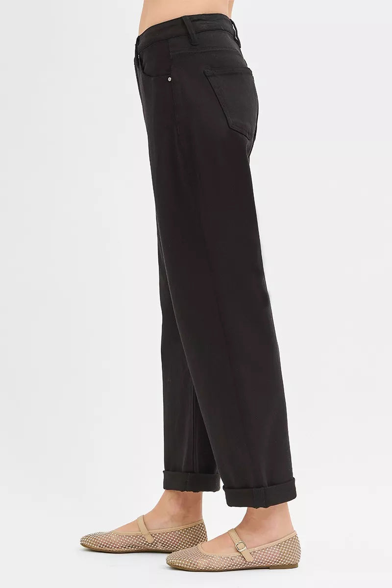 RISEN Tummy Control Mid Rise Ankle Barrel Relaxed Baggy - Tigbul's Variety Fashion Shop
