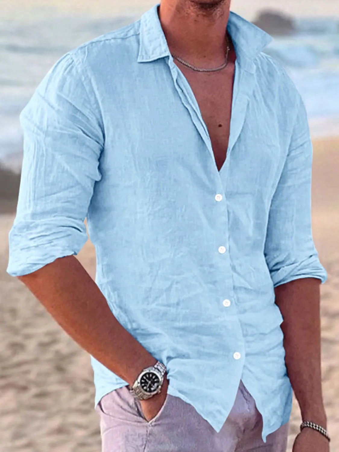 Men's Full Size Button Up Long Sleeve Shirt Plus Size - Tigbul's Variety Fashion Shop