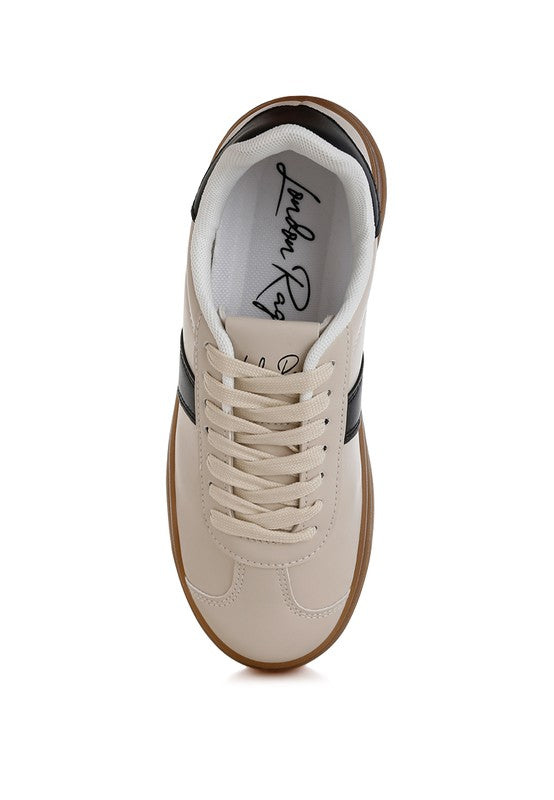 Knockout Faux Leather Lace-Up Sneakers - Tigbul's Variety Fashion Shop