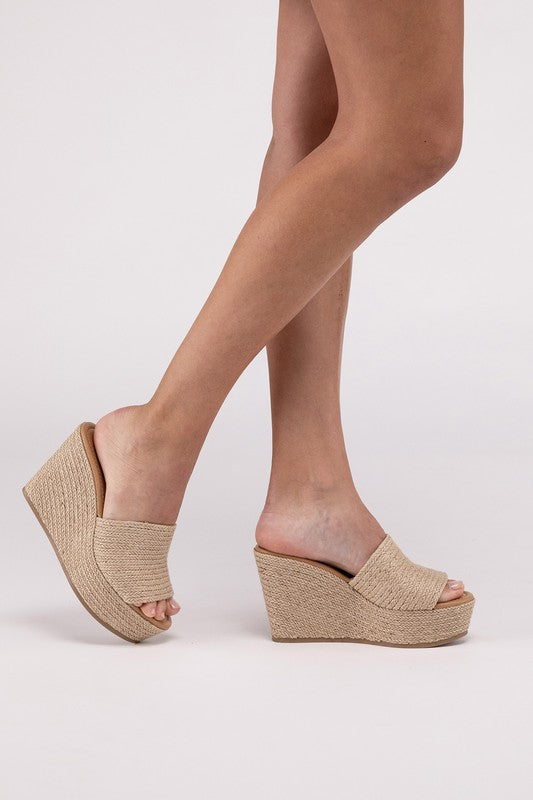 Tan Wedge High Platform Sandals - Tigbul's Variety Fashion Shop
