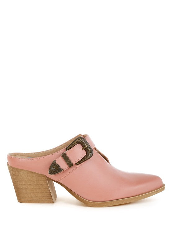 Holler Carved Buckle Statement Mules - Tigbul's Variety Fashion Shop